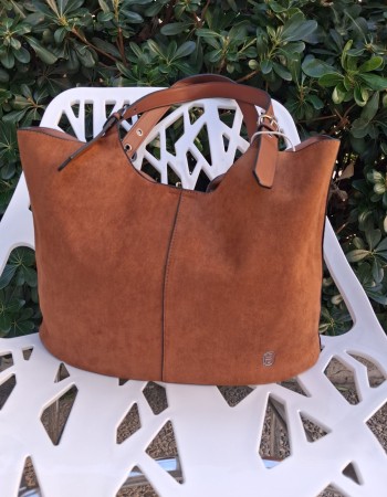 Τσάντα σουέτ καφέ