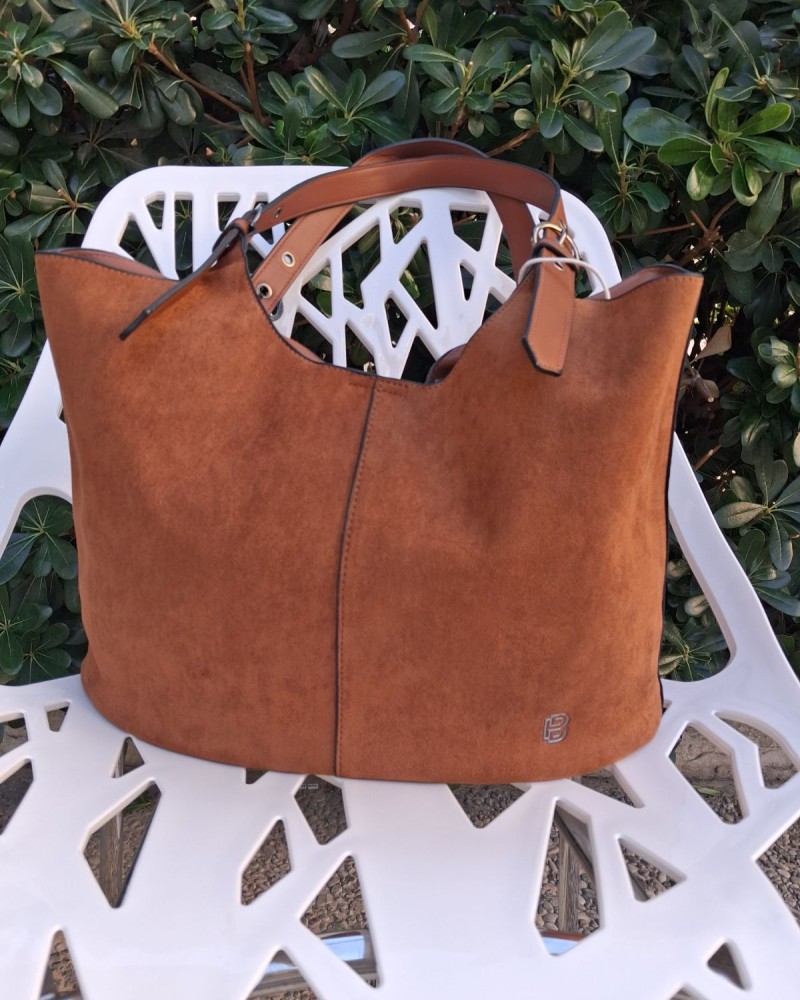 Τσάντα σουέτ καφέ