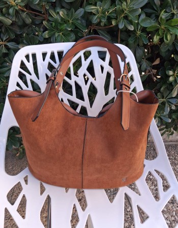 Τσάντα σουέτ καφέ