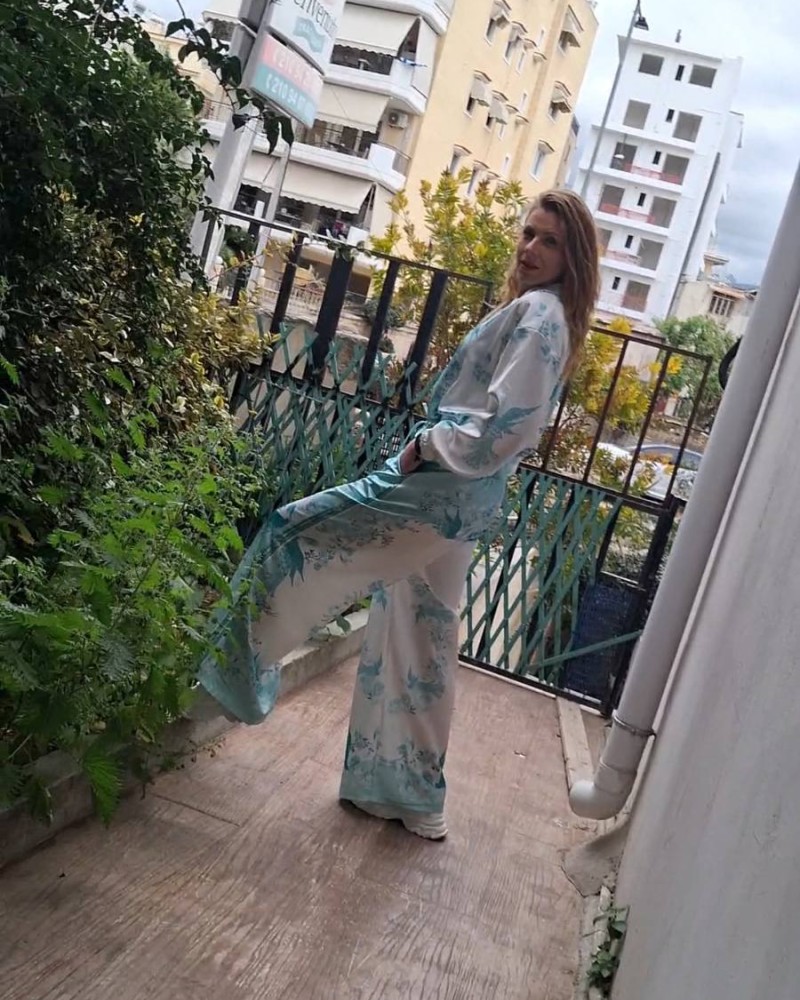 Γυναικείο Σετ Jacket & Παντελόνα με τιρκουάζ Print