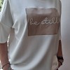 T-shirt λευκό με μπεζ σχεδιο T-shirt λευκό με μπεζ σχεδιο